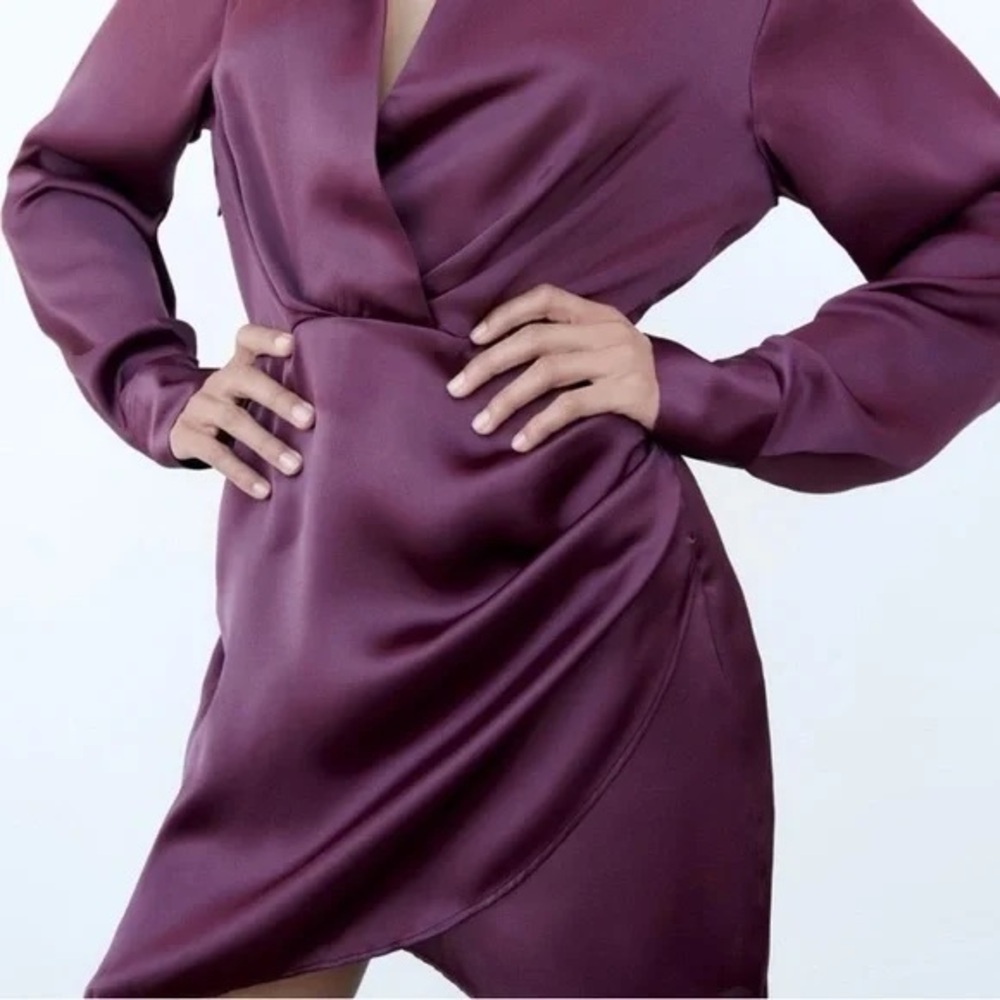 NWT Zara Satin Shirt Dress